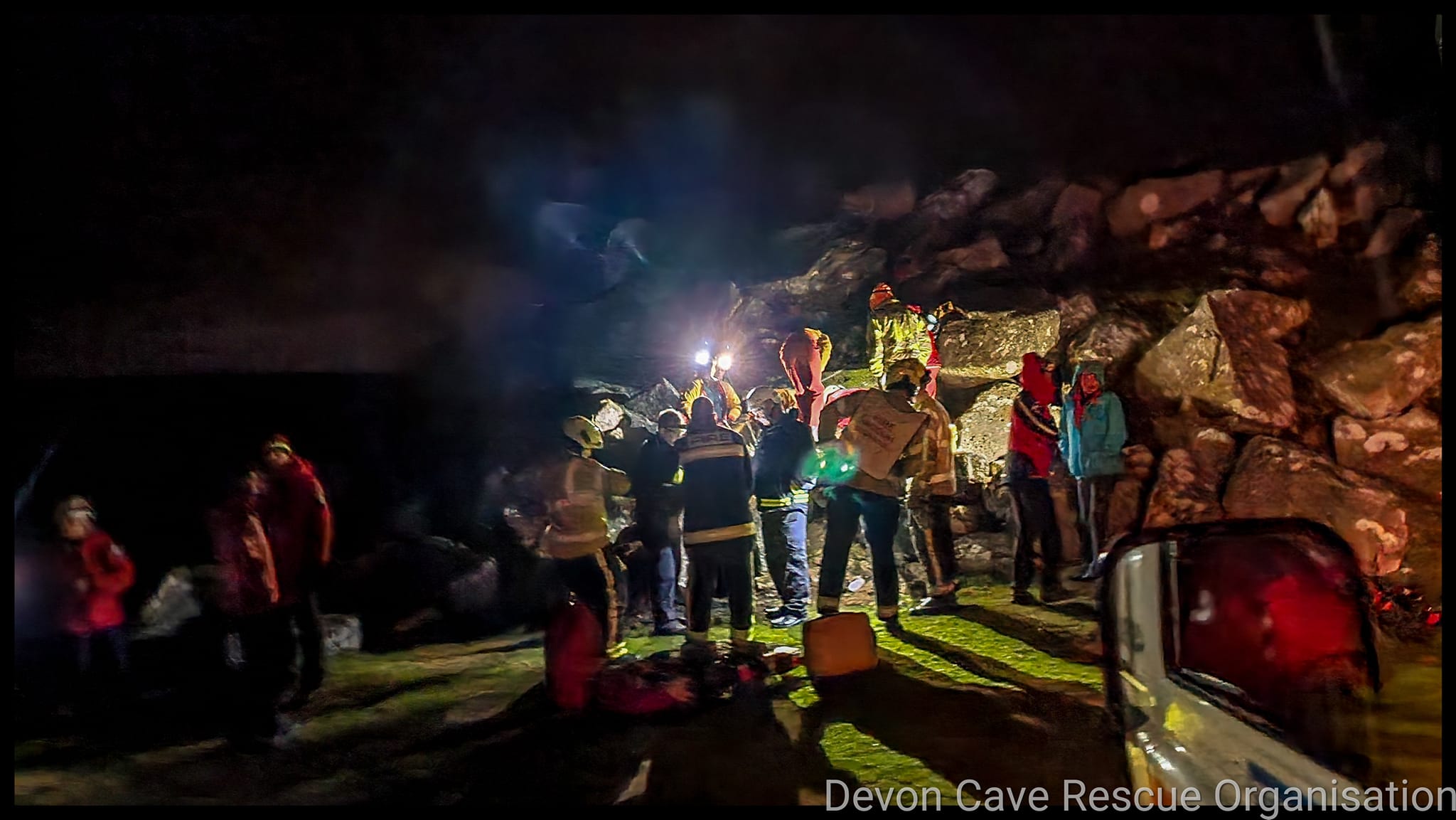 JESS the ‘beautiful dog’ was at the centre of a dramatic multi-agency rescue operation after she became trapped underground at Haytor. Pictures: Devon Cave Rescue Organisation and Buckfastleigh Fire Station (Oc 2022)