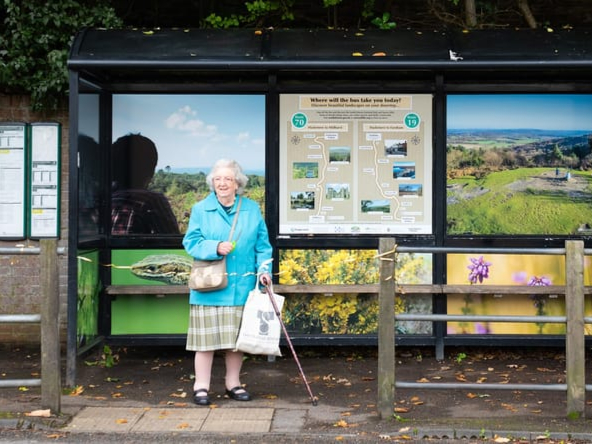 Freda Chapman with the new-look bus shelter