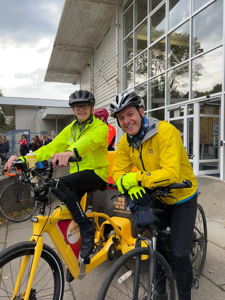 Kai and Matt Baker outside Plascrug Leisure Centre