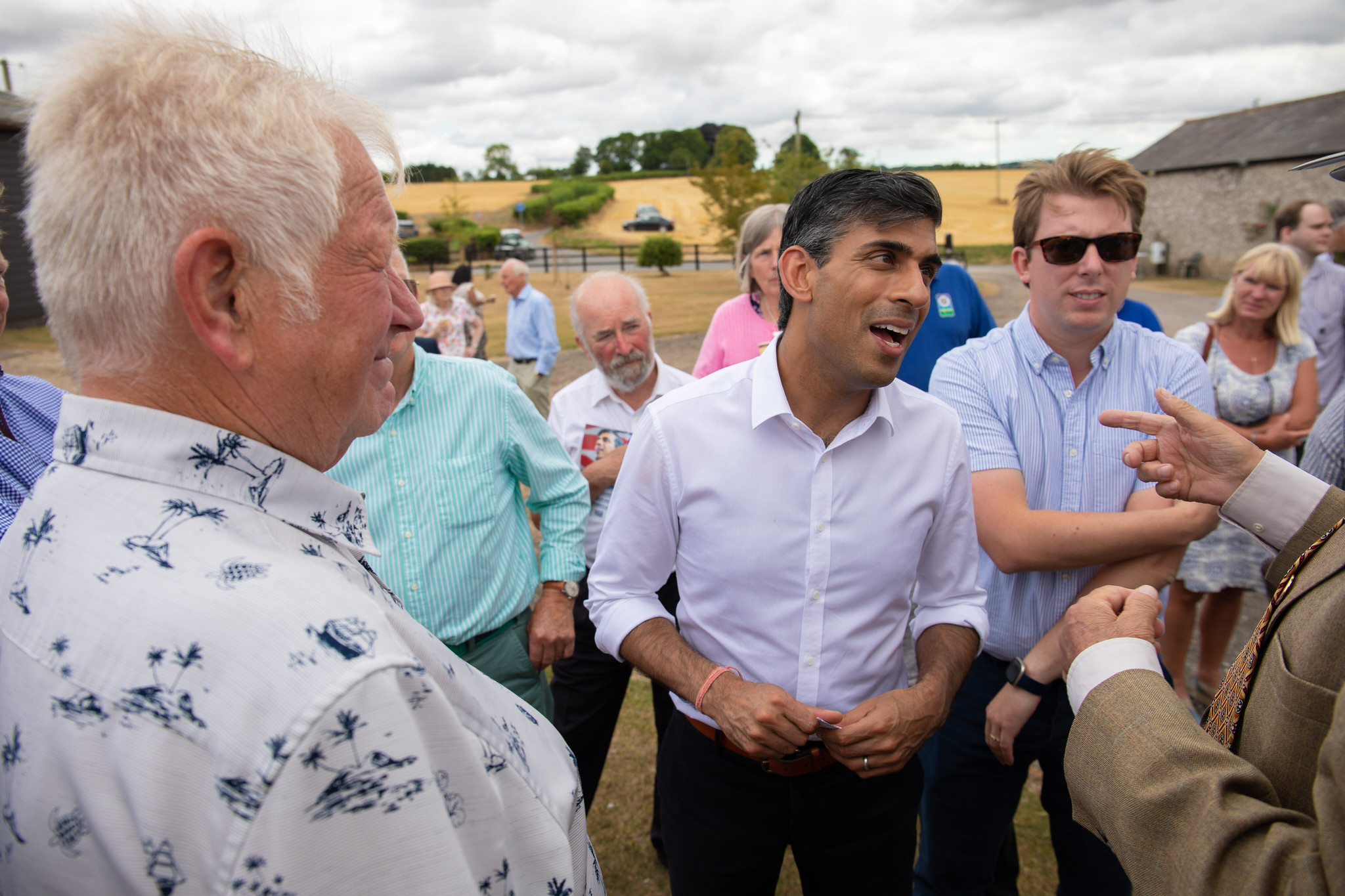 <p>Rishi Sunak visited East Hampshire Conservative members and MPs at a farm near Ropley in July to harvest votes for his last push to be prime minister</p>