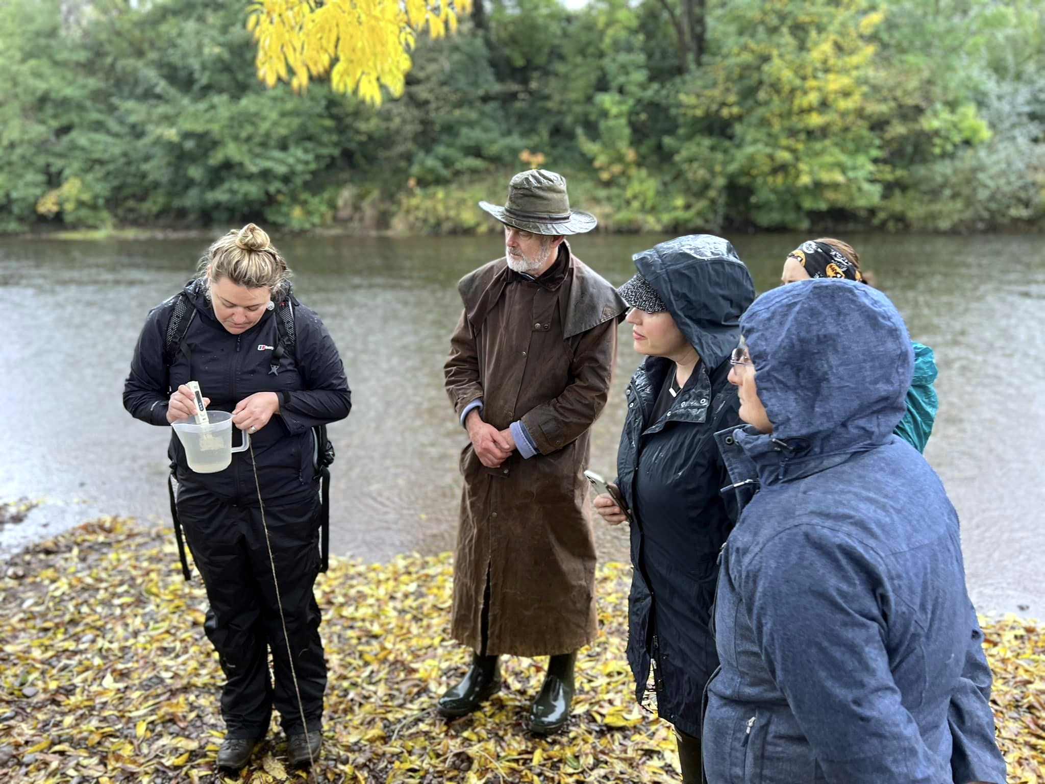Volunteers testing pollution levels in the River Usk in Abergavenny last weekend