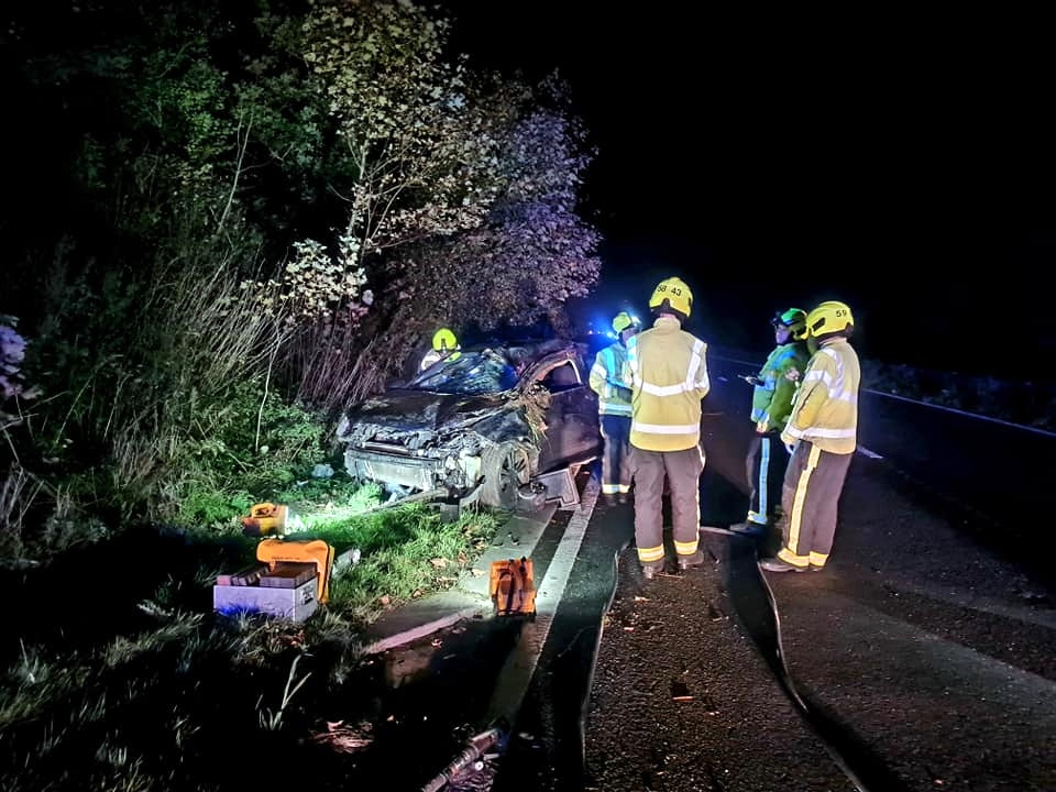 Firefighters from Buckfastleigh have released these pictures of a crash on the Bristol bound carriageway of the A38 near Lower Dean on Thursday evening. Picture: Buckfastleigh Fire Station
