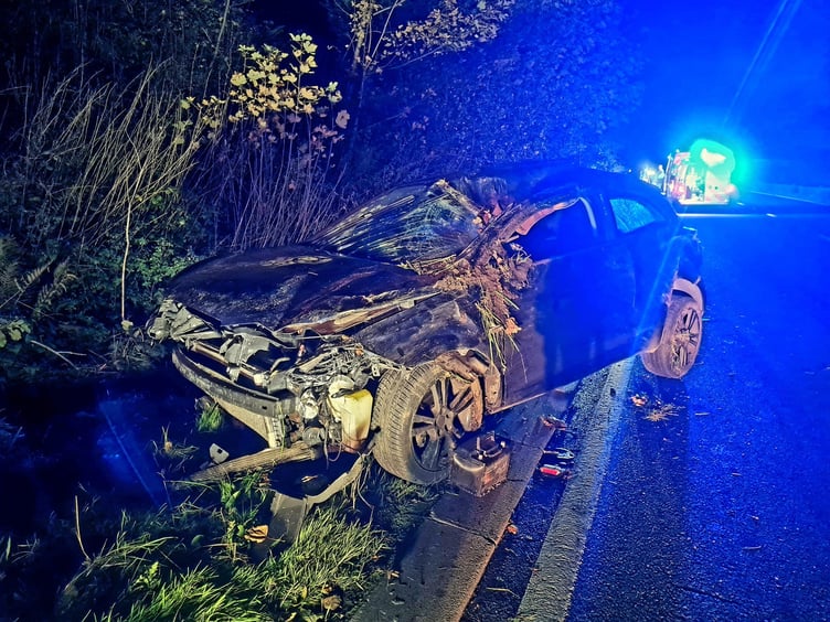 Firefighters from Buckfastleigh have released these pictures of a crash on the Bristol bound carriageway of the A38 near Lower Dean on Thursday evening. Picture: Buckfastleigh Fire Station
