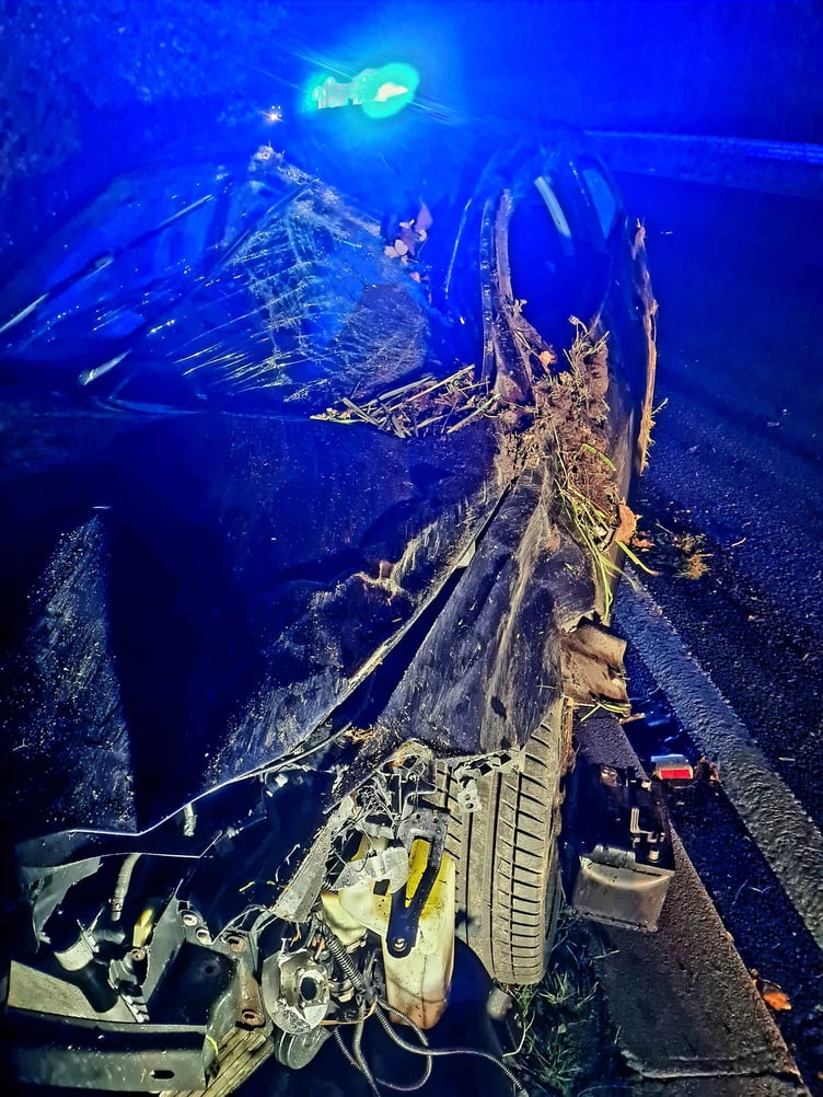 Firefighters from Buckfastleigh have released these pictures of a crash on the Bristol bound carriageway of the A38 near Lower Dean on Thursday evening. Picture: Buckfastleigh Fire Station (