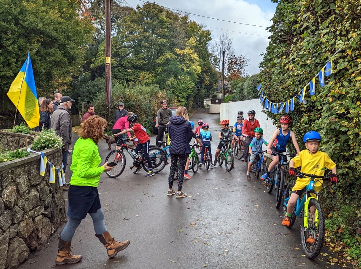 William Slatcher, assisted by friends, who came up with the idea of a fundraising Trusham Triathlon.
Pictures: Judith Rowland