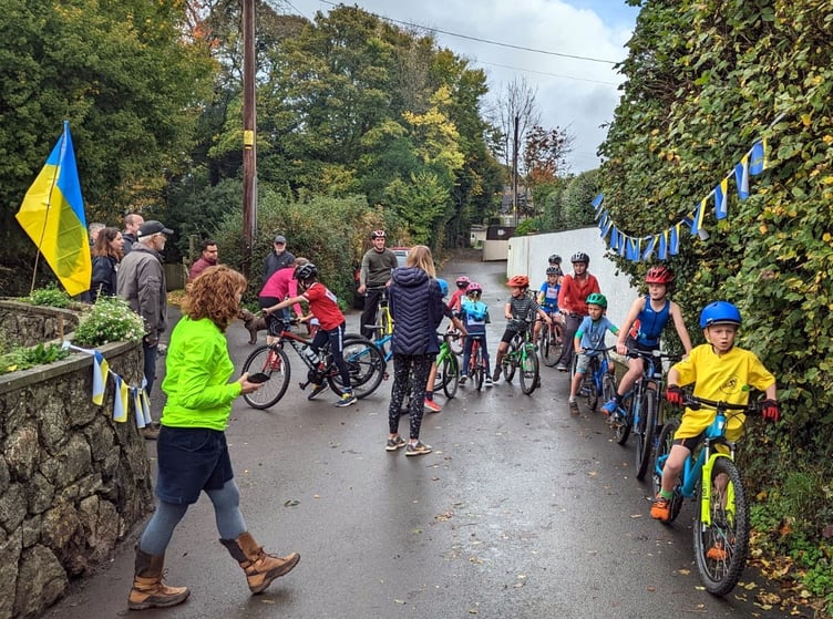 William Slatcher, assisted by friends, who came up with the idea of a fundraising Trusham Triathlon.
Pictures: Judith Rowland
