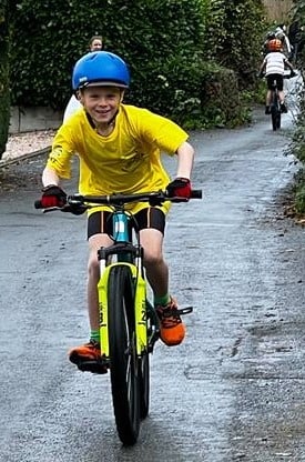 William Slatcher, assisted by friends, who came up with the idea of a fundraising Trusham Triathlon.
Pictures: Judith Rowland
