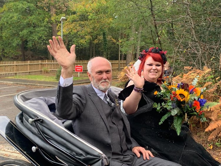 School pupils at St Matthew’s School, Blackmoor, dressed as bats for teacher Miss Soal’s spooky Hallowe’en-themed wedding day