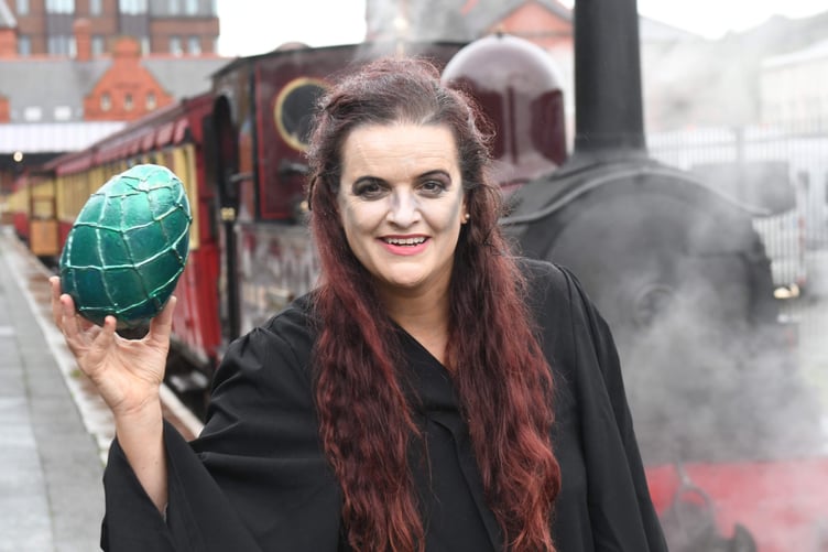 The Wizard Express at Douglas railway station - pictured is Lottie Bennett