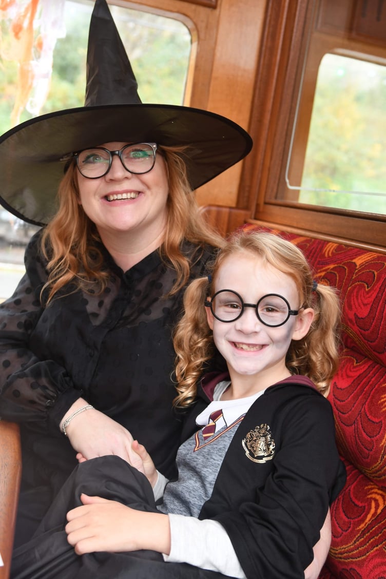 The Wizard Express at Douglas railway station - pictured is mum Donna Lever with her daughter Emily Lever (7)