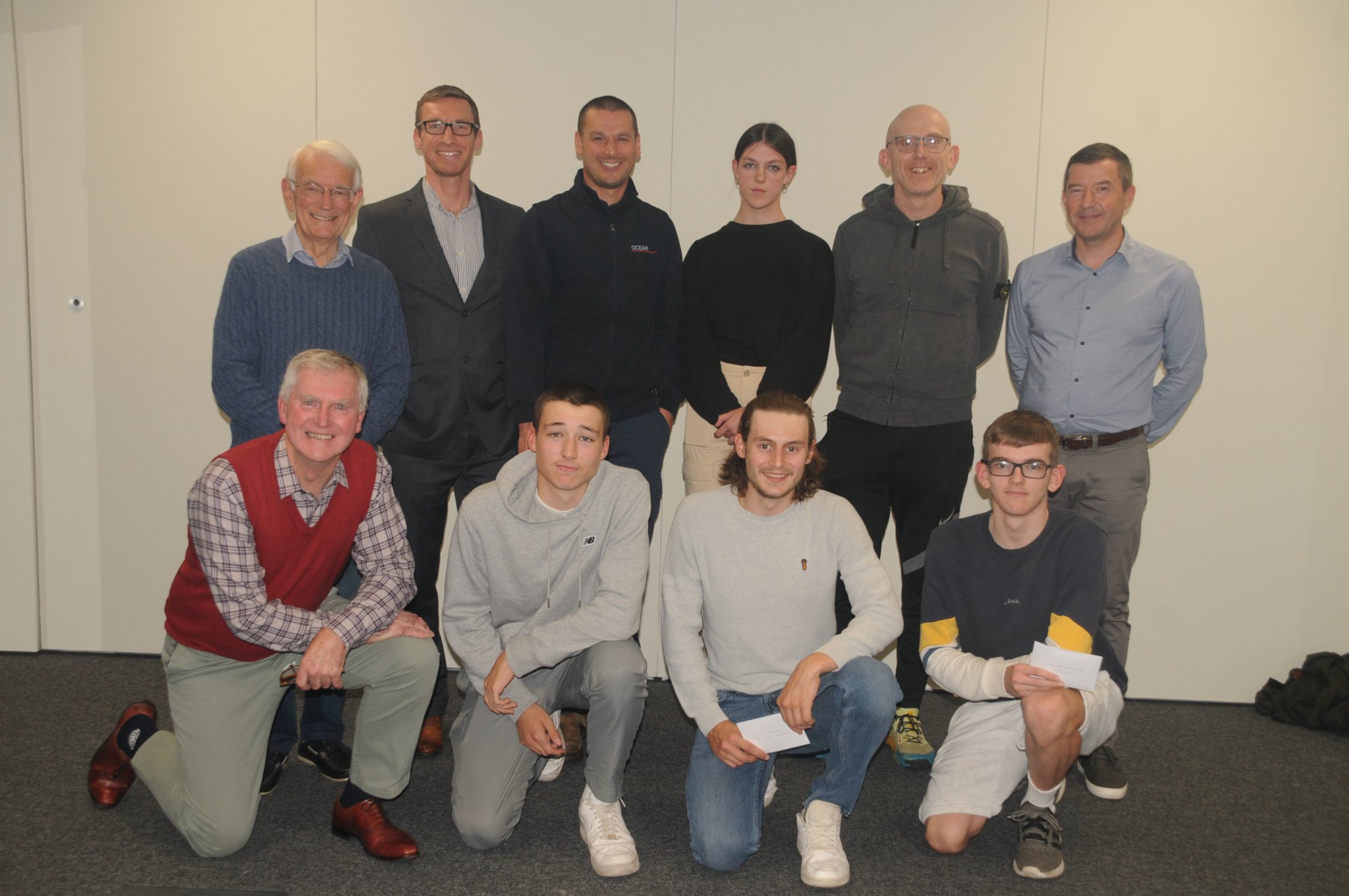 The 2022 Isle of Man 10-mile time trial league awards were presented at Canada Life House last week by Sean Christian of Canada Life. (Left to right standing) Eddie Fryer, Richard Lardner-Burke, Richard Curphey, Nicola Quaye, Gianni Epifani, Sean Christian. (Front row) league co-ordinator Jim Cottier, James Scott, Michael Faid and Callum Salisbury (JW2201022(442))
