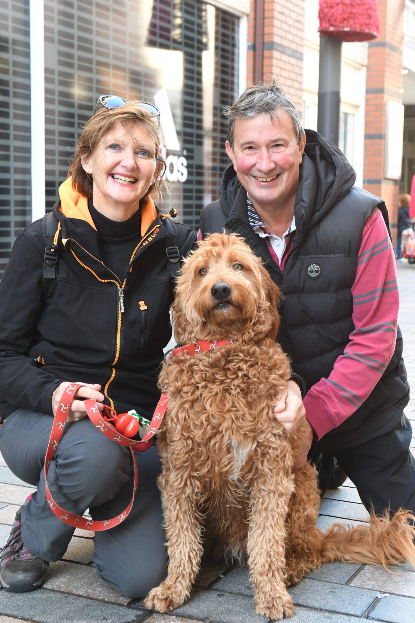 Public opinions on fireworks displays - Janet Barrow and Paul Barrow (Douglas) with Luli the dog