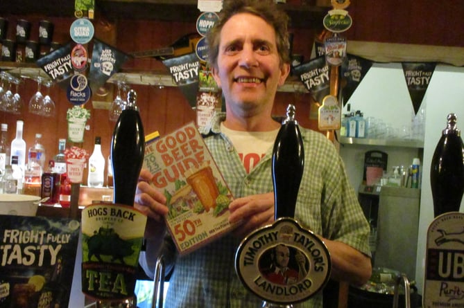 Tim Lees of The George in Alton with the 2023 CAMRA Good Beer Guide, October 27th 2022.