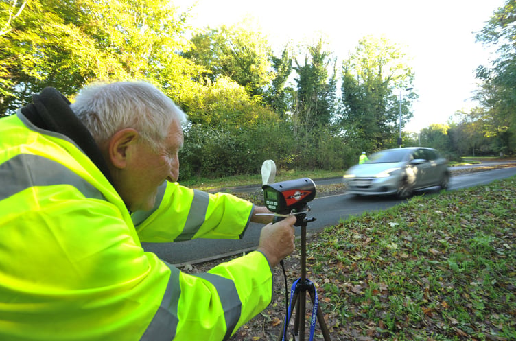 Photo: Steve Pope MDA041122A_SP004
Deployment of Vehicle Activated Signs on St Marychurch Road in Newton Abbot. Cllr Mike Joyce