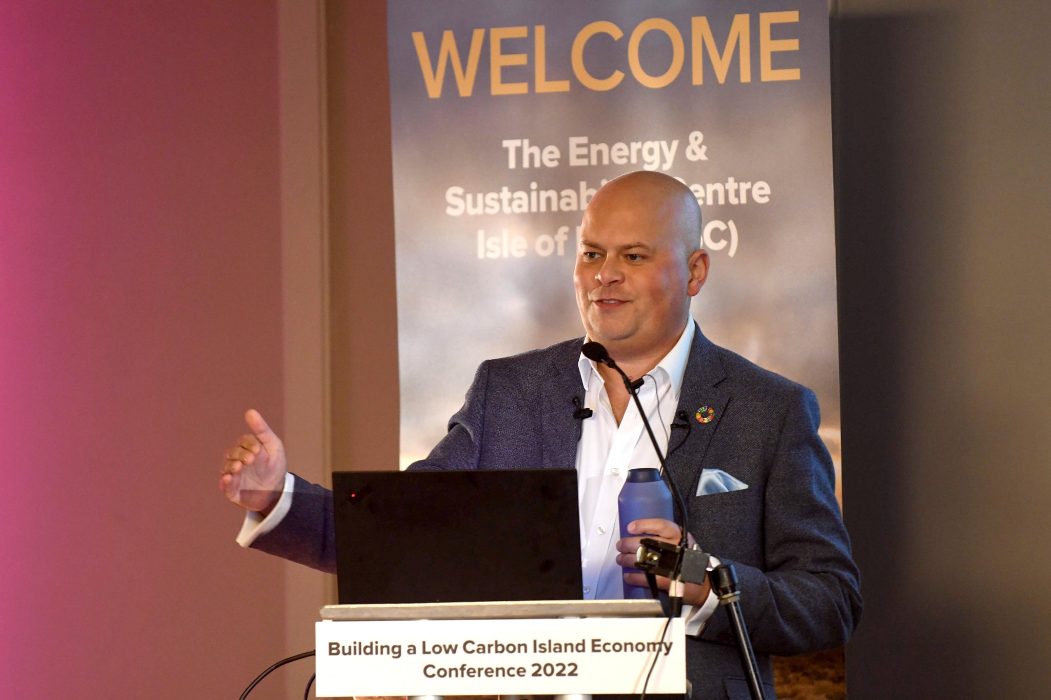 The Low Carbon Island conference at the Comis Hotel - pictured is Simon Nicholas of KPMG