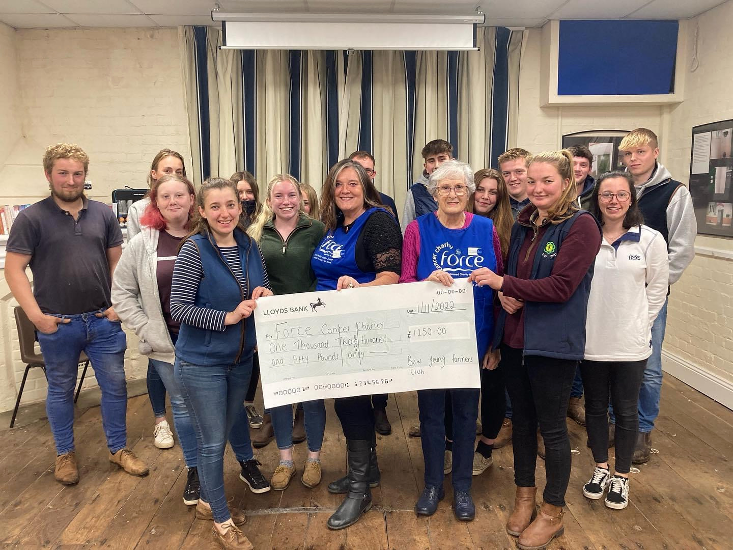 Diane Pring and Ann receive the £1,250 cheque for the cancer charity FORCE.