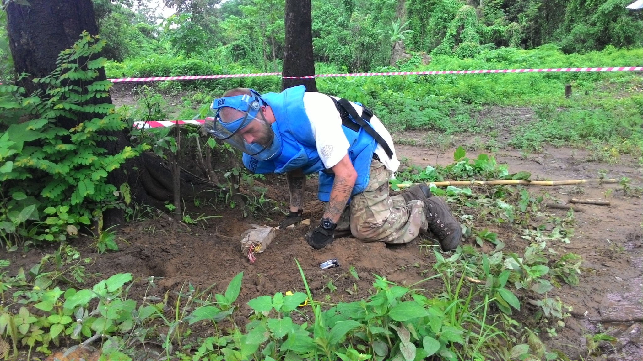 Chris Garrett has been assisting with bomb disposals in the Ukraine on and off for eight years.