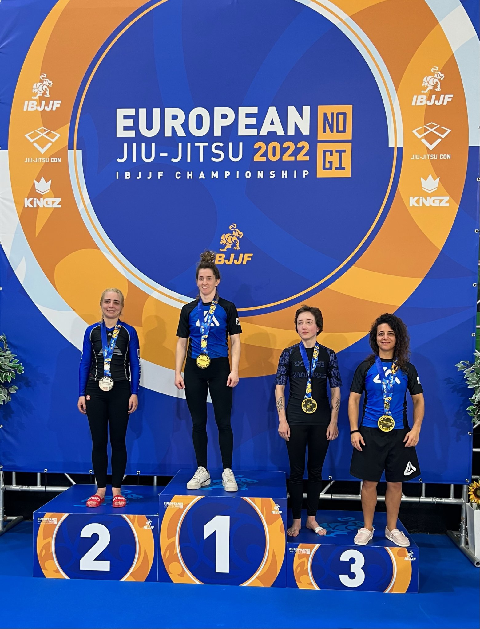 Cathrine Moor, left, silver medallist at European Jiu-Jitsu champs 2022