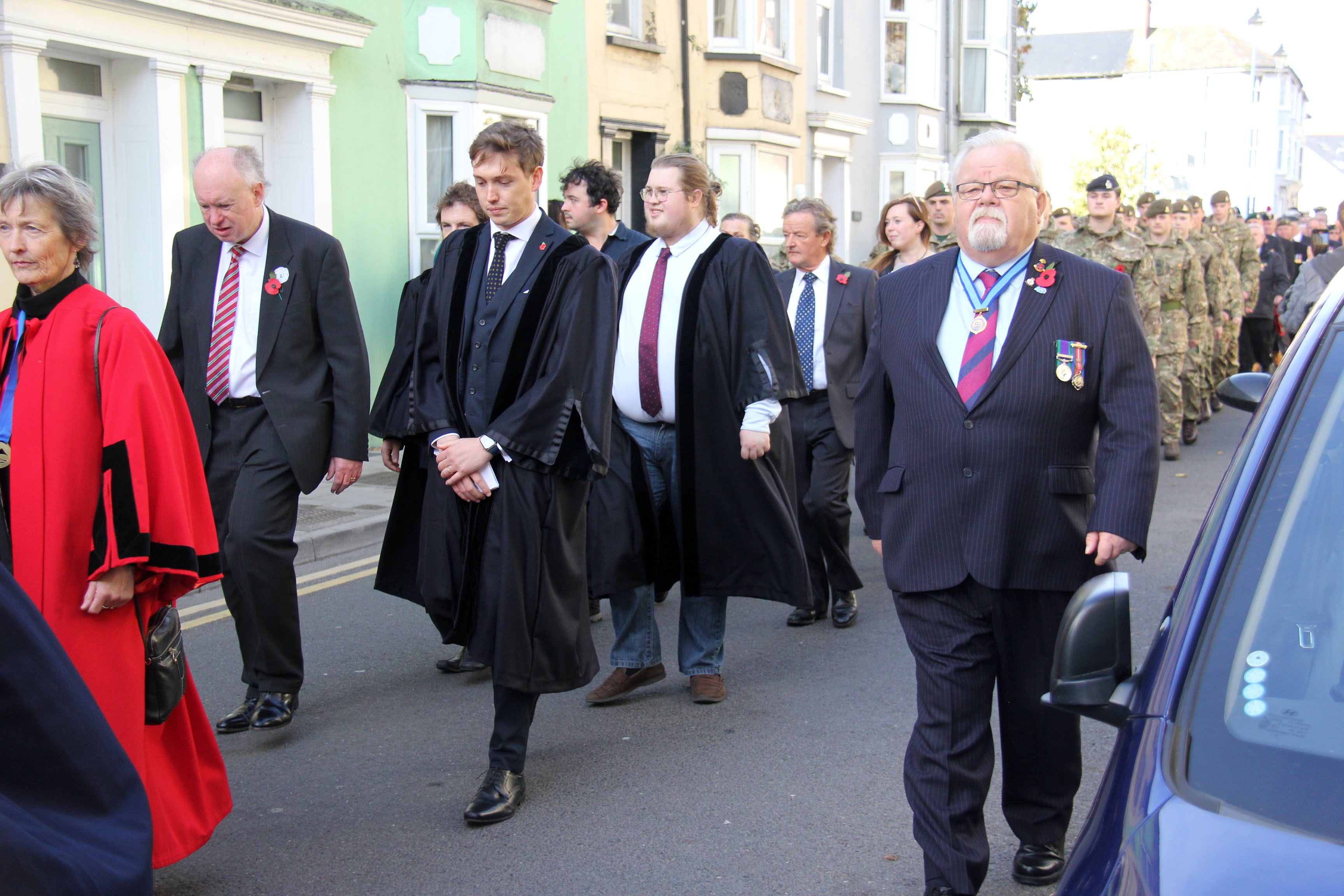 The parade through Aberystwyth
