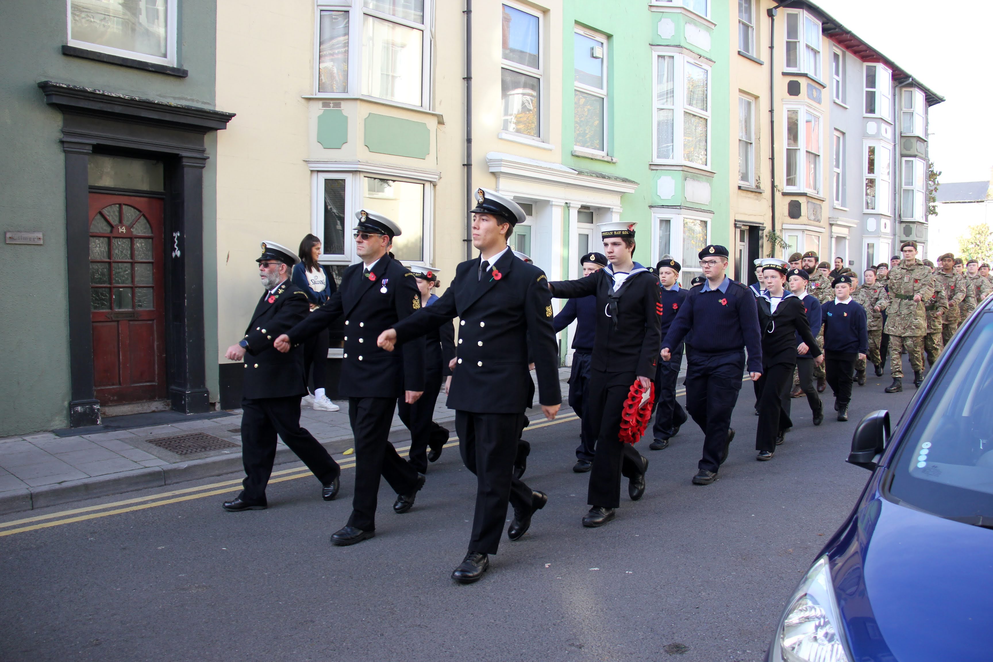 The parade through Aberystwyth