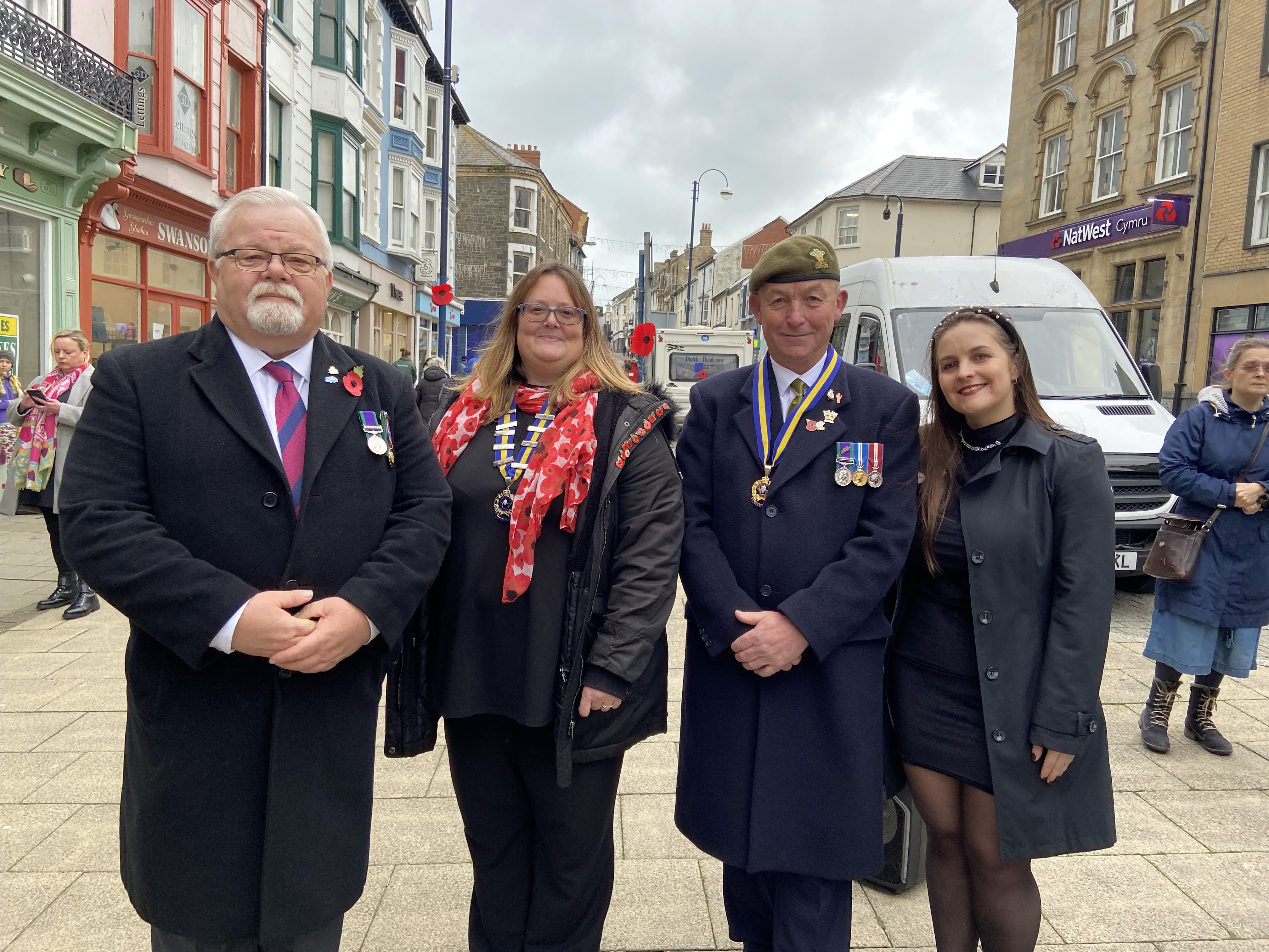 The service at Aberystwyth’s Owain Glyndwr Square on Armistice Day