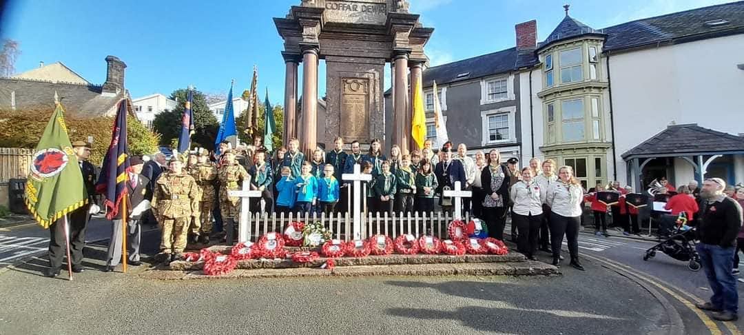 Members of 1st Machynlleth Scouts helped mark Remembrance Sunday in Machynlleth