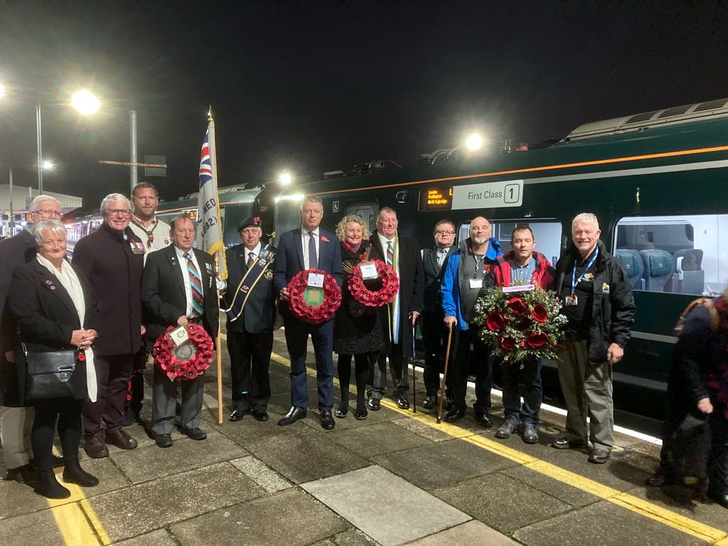 The Veterans from Battling On who created poppies to go on the Remembrance train to Paddington station