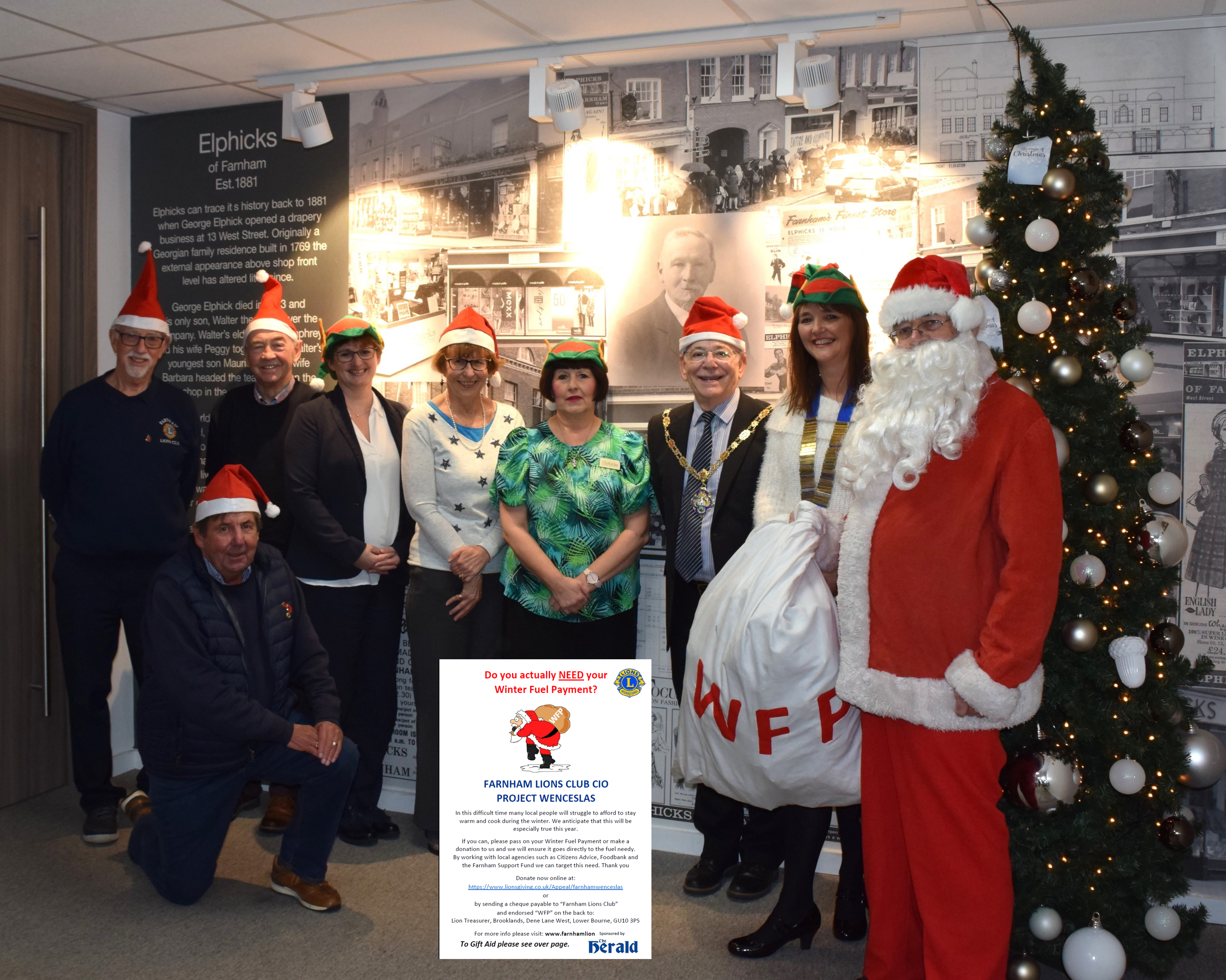 <p>Santa helps launch the 2022 Farnham Lions Wenceslas Appeal at Elphicks</p>