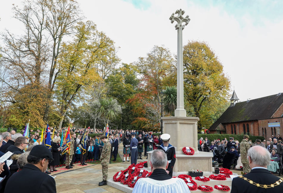 <p>A huge crowd again gathered for Farnham’s Remembrance Day parade and service last year</p>