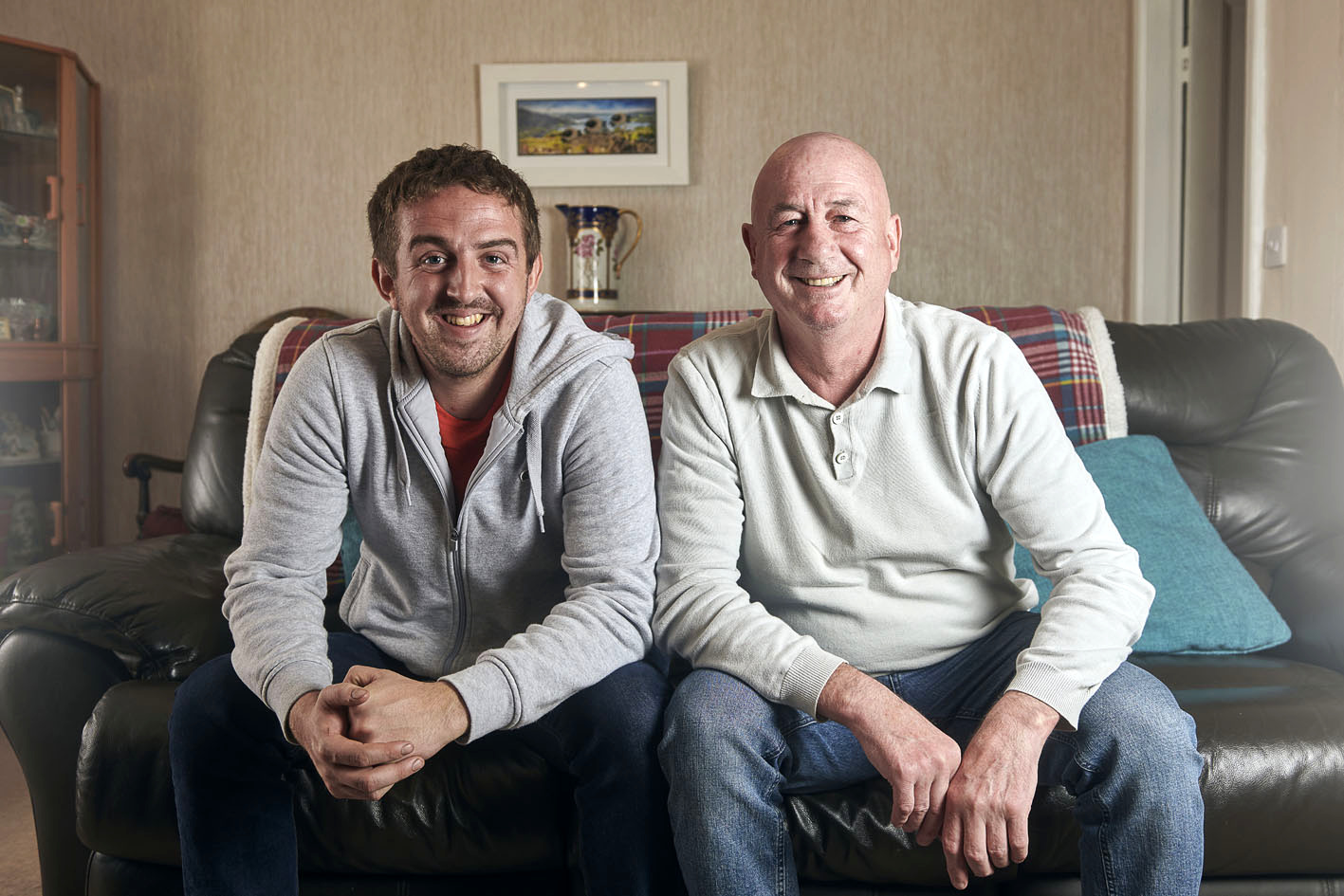 Above, Gwynant Parry and Stephen Smith; top left, friends Carwyn Davies and Mark Rogers; above left, grandfather and grandson John and Cian Williams
