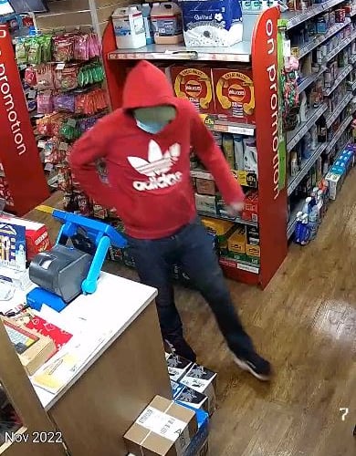 CCTV image of robber at Premier Stores, Glammaman