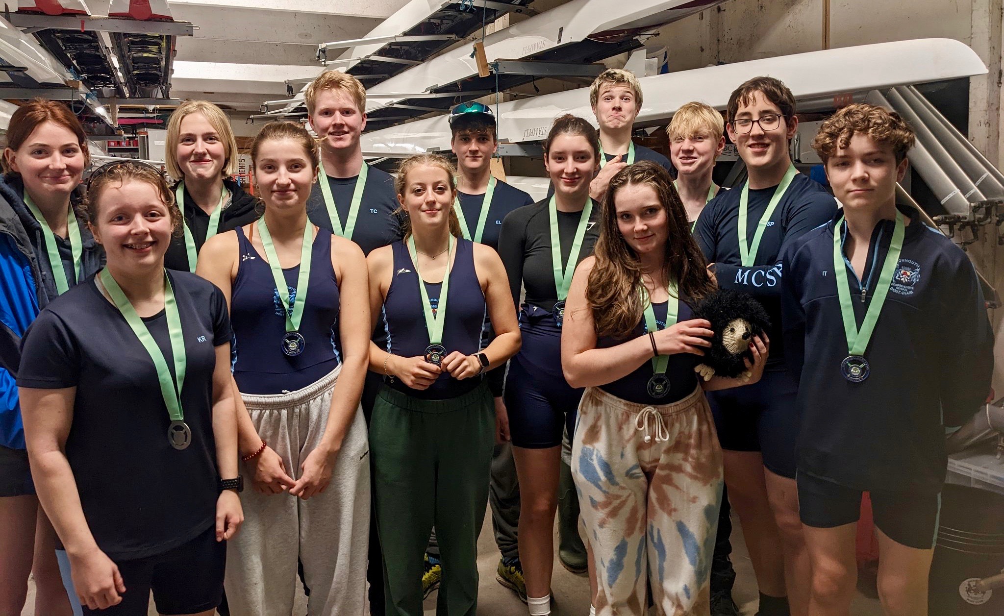 Rowers and scullers from Monmouth Comprehensive School, above, and Monmouth RC, below, raced to success at Stourport.