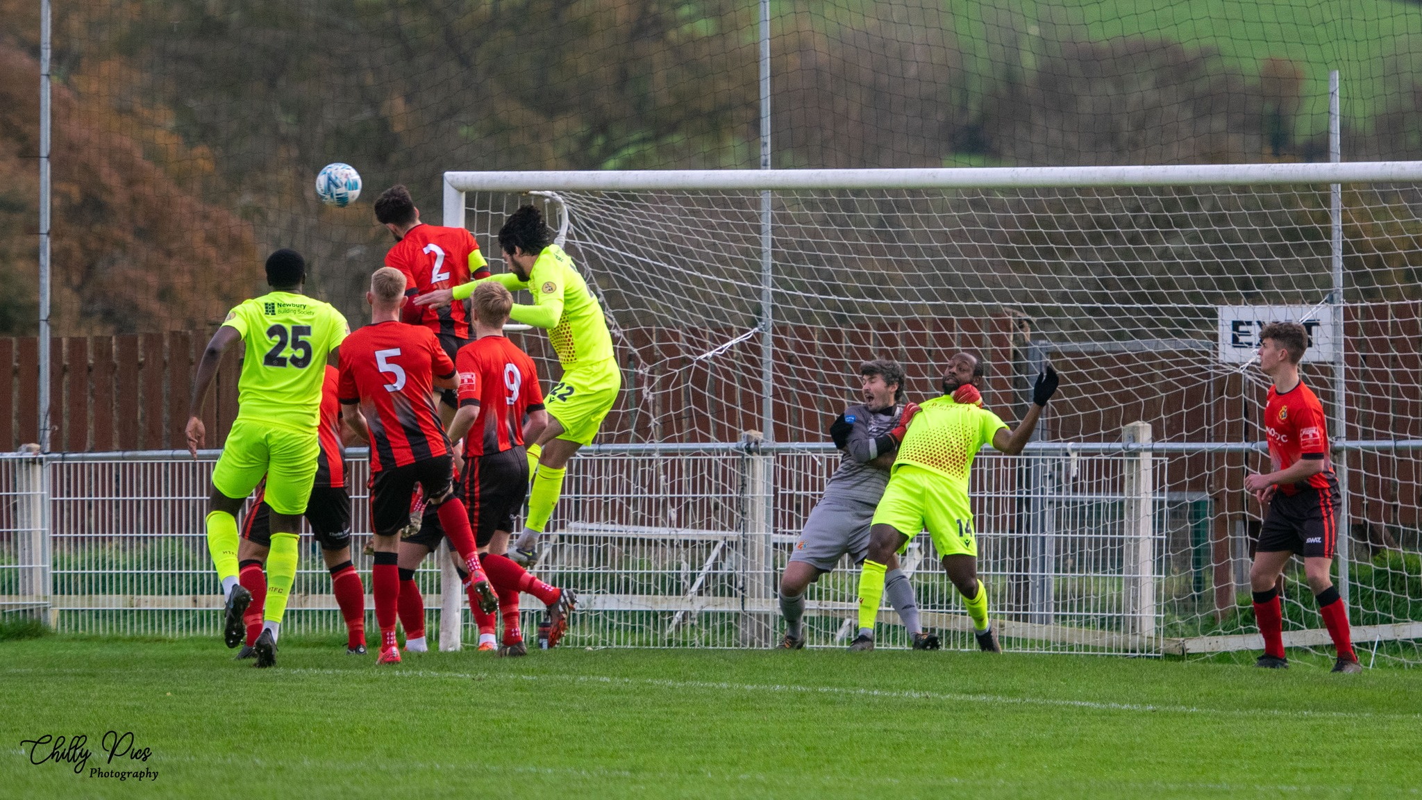 Action at Langsford Park as Tavistock are narrowly beaten by Hungerford Town. Photos by Chilly Pics Photography via Facebook.