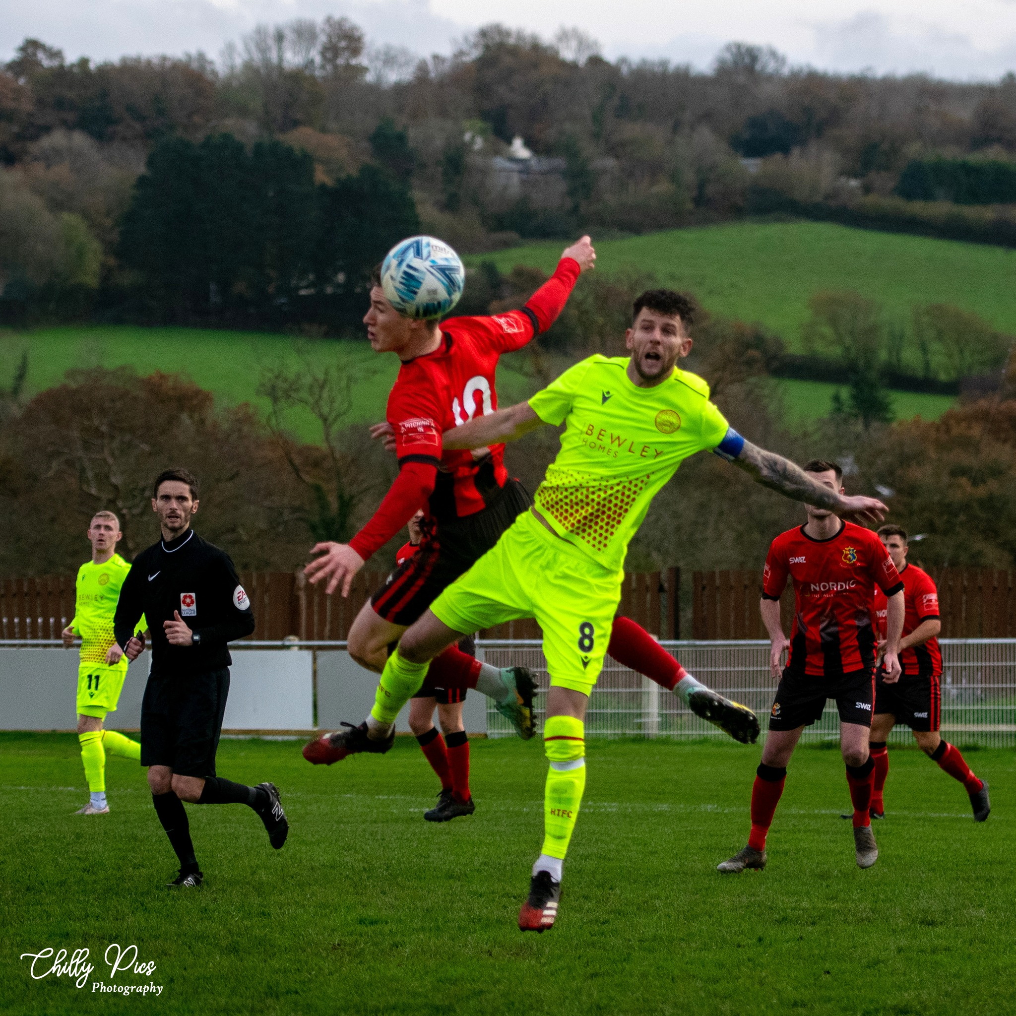 Action at Langsford Park as Tavistock are narrowly beaten by Hungerford Town. Photos by Chilly Pics Photography via Facebook.