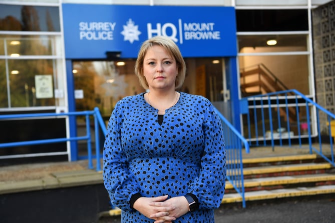 Stock images, both smiley and serious, of PCC Lisa Townsend at Mount Browne, Guildford, Surrey November 2021. photographer byline Darren Pepe.