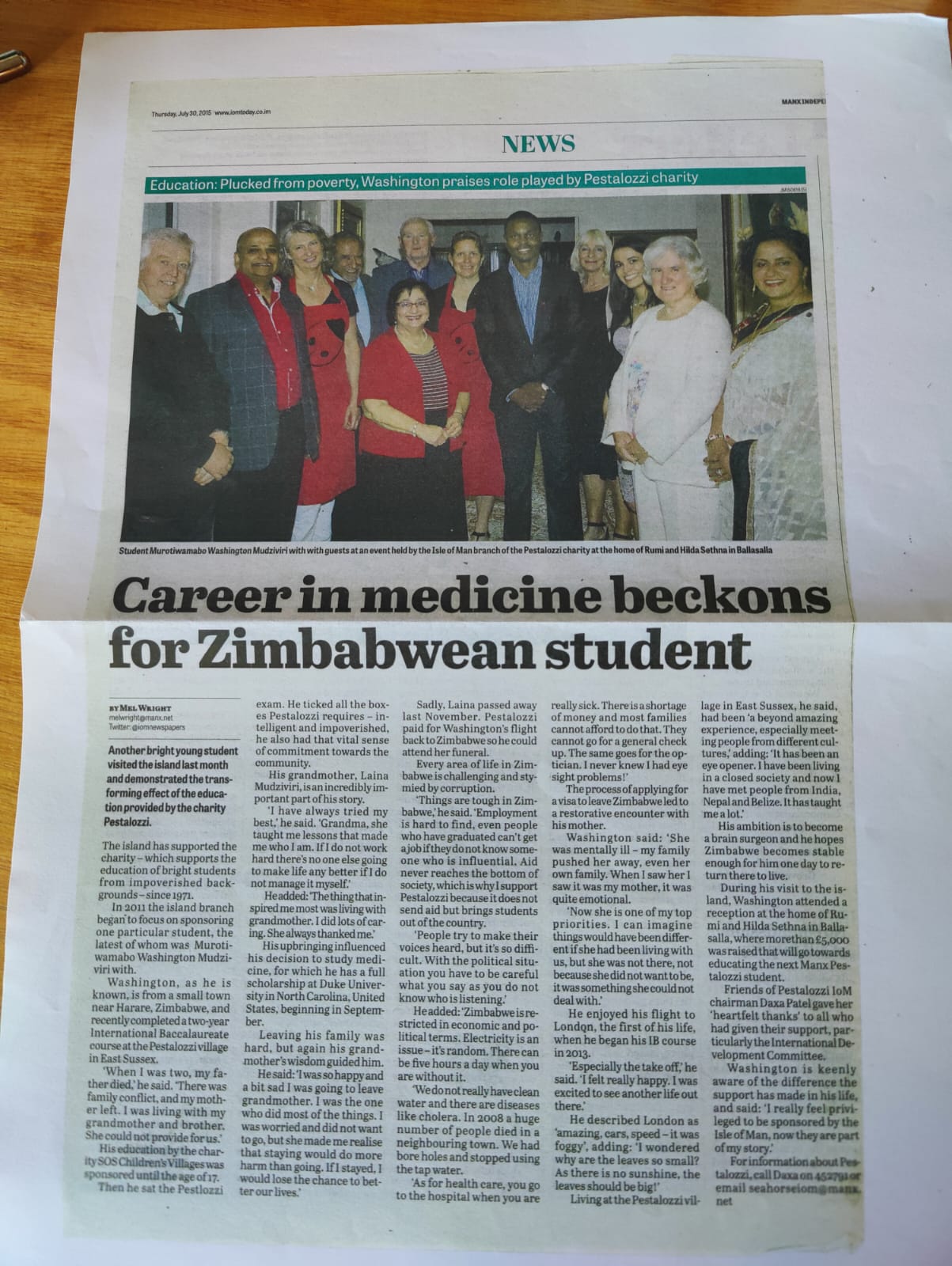 Mel Wright's article on Washington Mudziviri