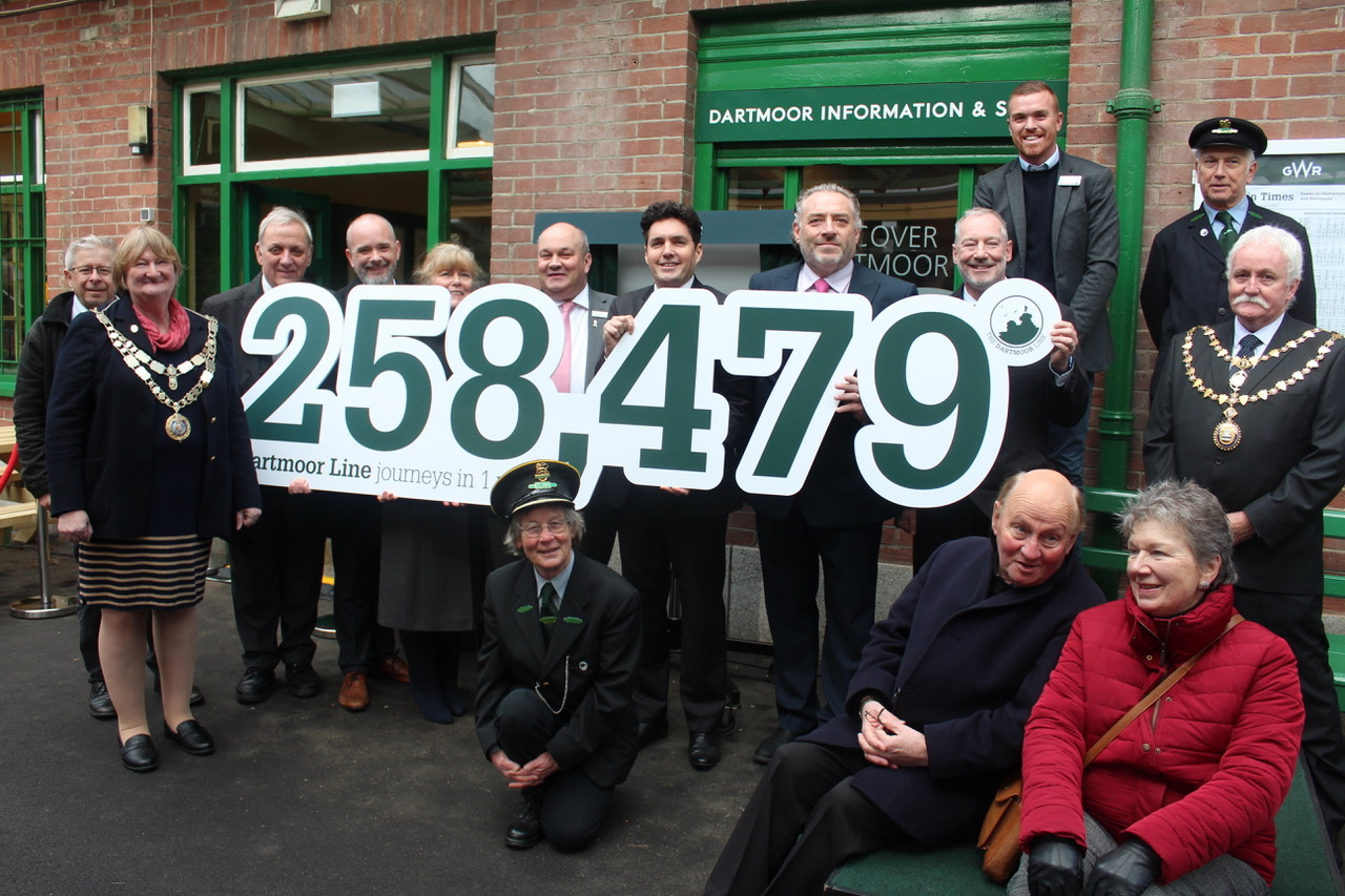 Celebrating the number of journeys during the last year at Okehampton Railway Station. SR 6600