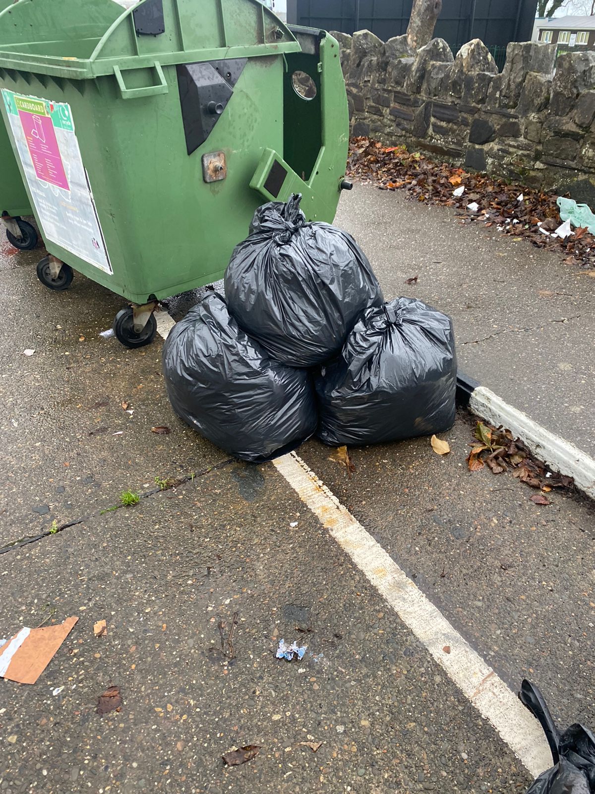 People are having to litter their kerbs with bags due to lack of collection and increase of demand