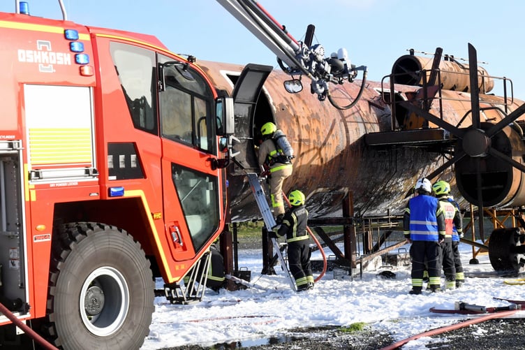 A major emergency exercise at Ronaldsway Airport -