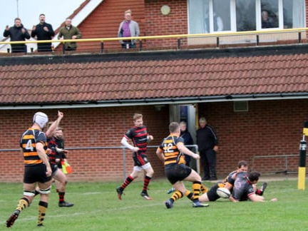 Ed Simmons crashes over the line for Alton’s opening try