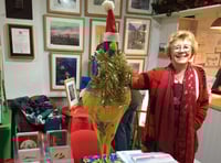 Hub volunteer Gay McCart with a festive UkrainiHen