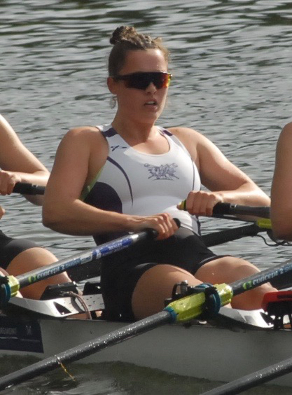 The Ross RC junior girls’ quad, above, and rowing on the ‘tank’ below