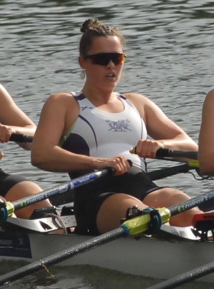The Ross RC junior girls’ quad, above, and rowing on the ‘tank’ below