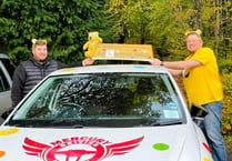 Pudsey leaves Lasham on car roof in Children in Need relay