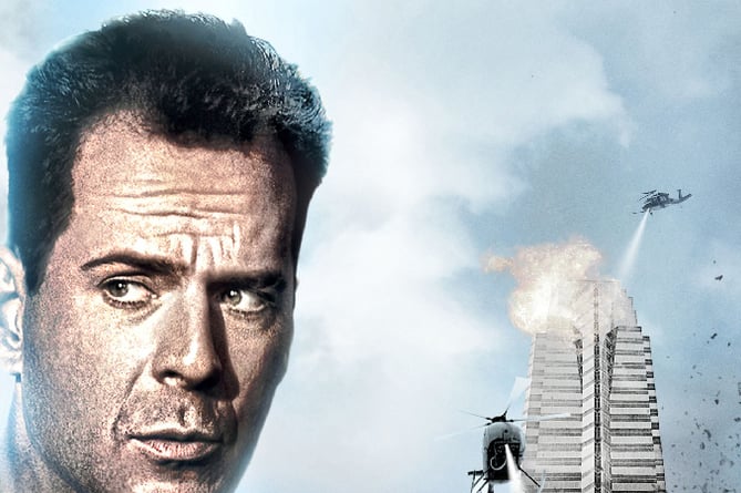 Poster for Die Hard featuring Bruce Willis.