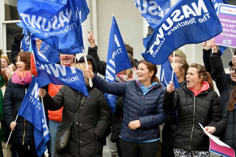 Members of teachers’ union NASUWT take industrial action in a row over pay and conditions -