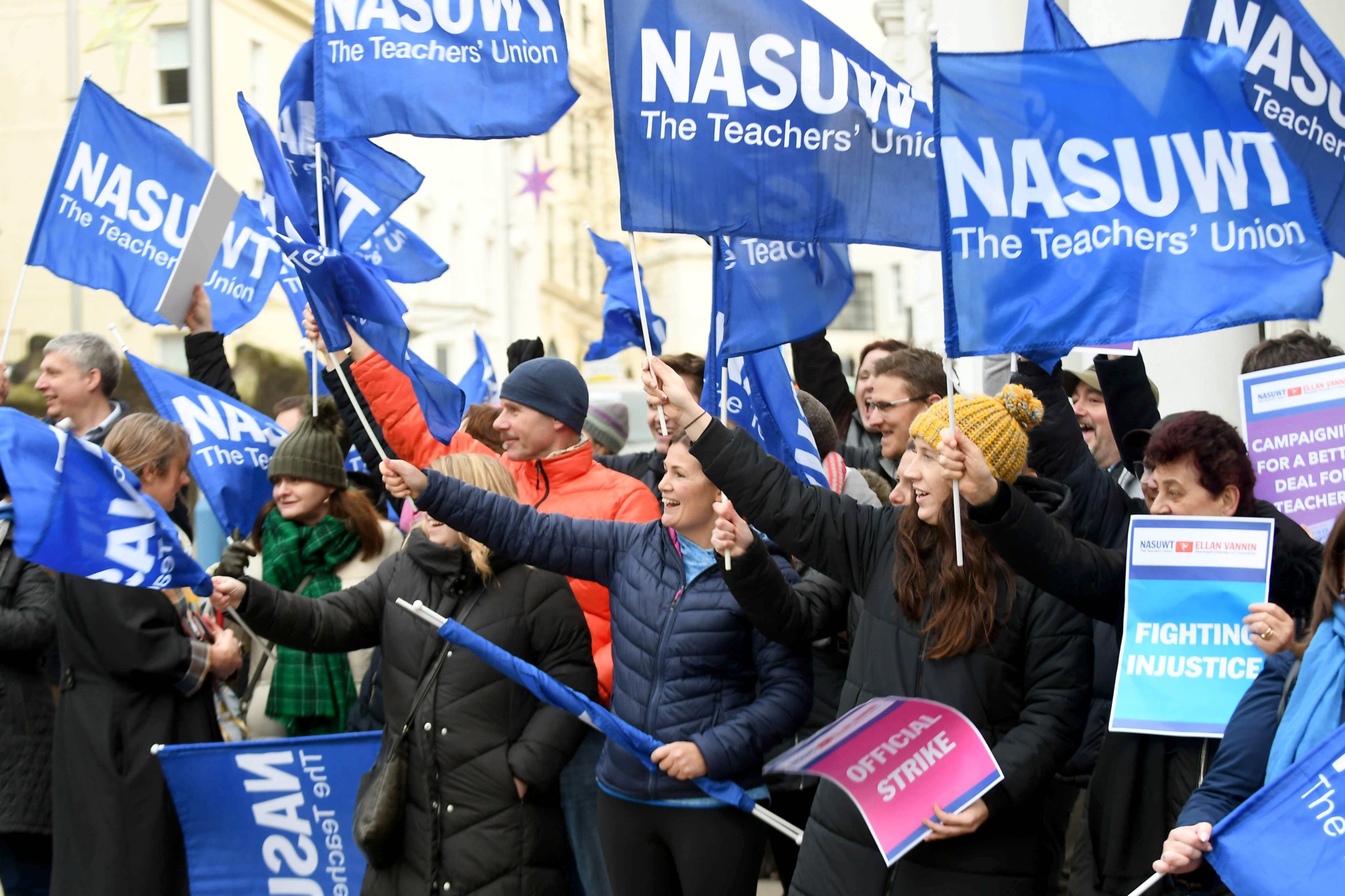 Members of teachers’ union NASUWT take industrial action in a row over pay and conditions -