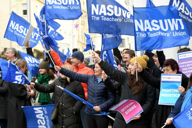 Members of teachers’ union NASUWT take industrial action in a row over pay and conditions -