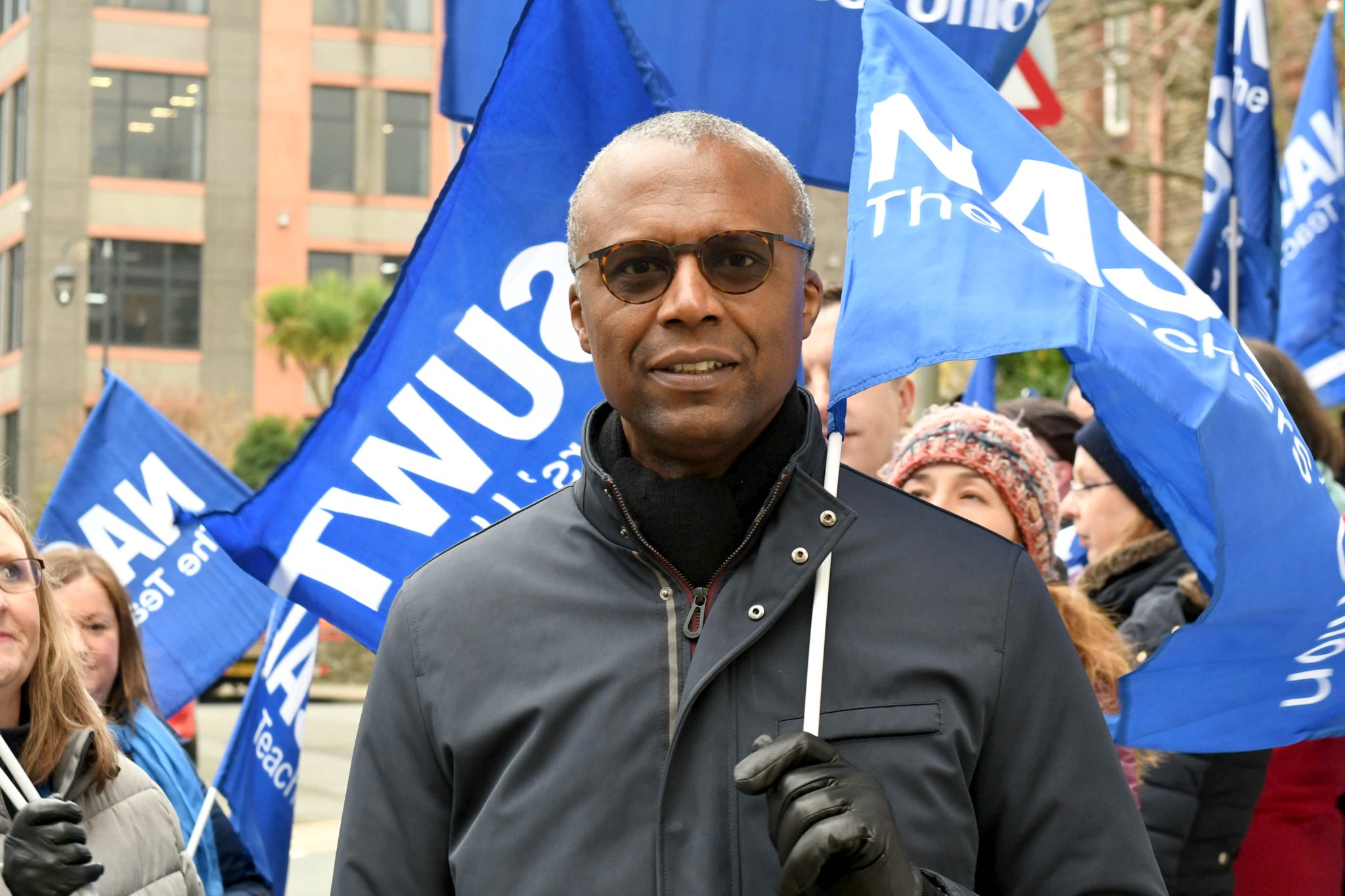 Members of teachers’ union NASUWT take industrial action in a row over pay and conditions - pictured is Patrick Roach, the union's General Secretary