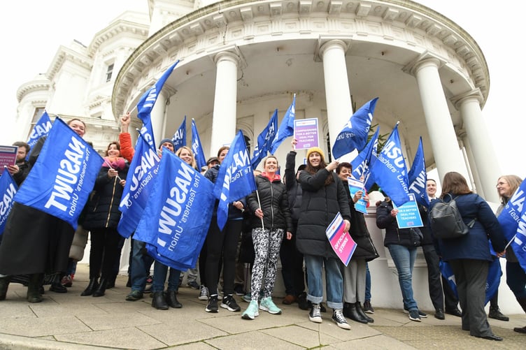 Members of teachers’ union NASUWT take industrial action in a row over pay and conditions -